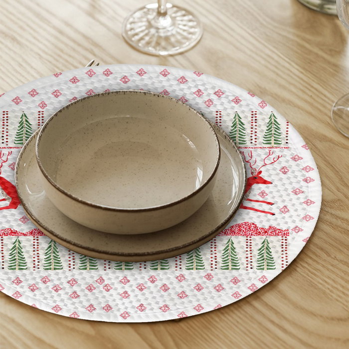 Hermia 2757Supla Mantel de Mesa - 4 Piezas, Poliéster/Algodón, Diámetro 37 cm